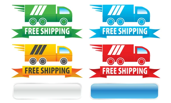 Free Shipping Trucks Ribbons and Buttons — Stock Vector