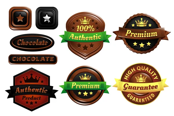 Emblemas autênticos premium de chocolate — Vetor de Stock