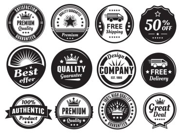 Twelve Scalable Vintage Badges clipart