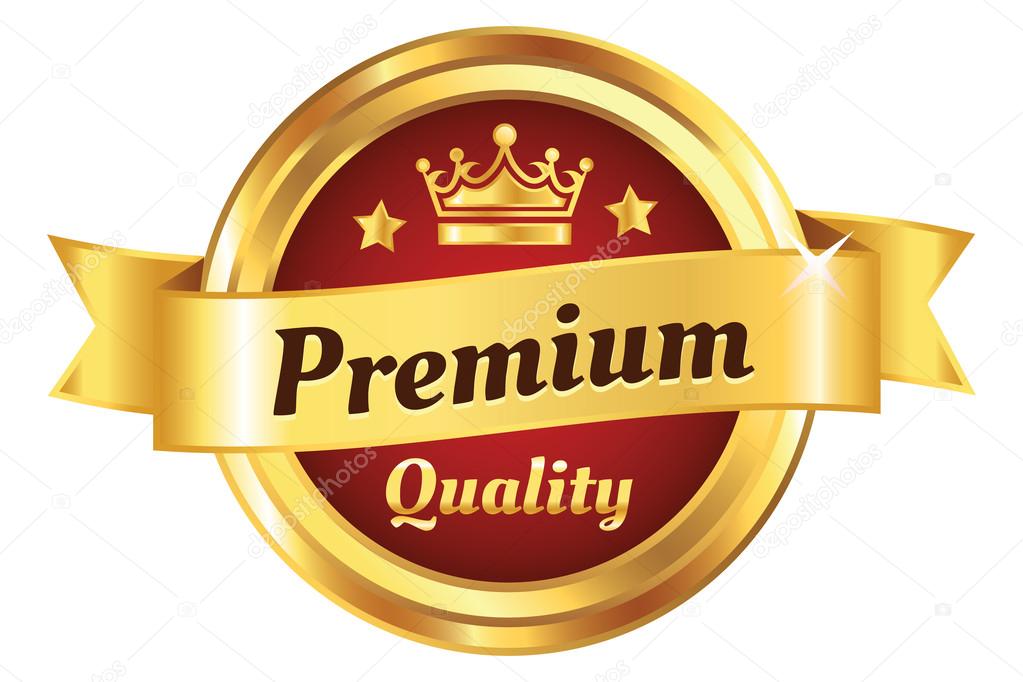 Gold premium quality badge Royalty Free Vector Image