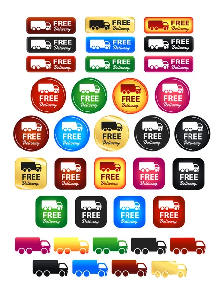 Free Delivery Truck Icons And Badges — Stock Vector