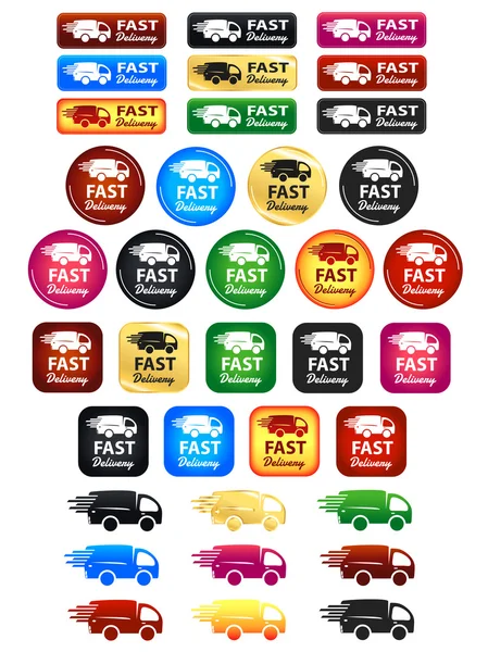 Fast Delivery Icons And Buttons Stock Illustration