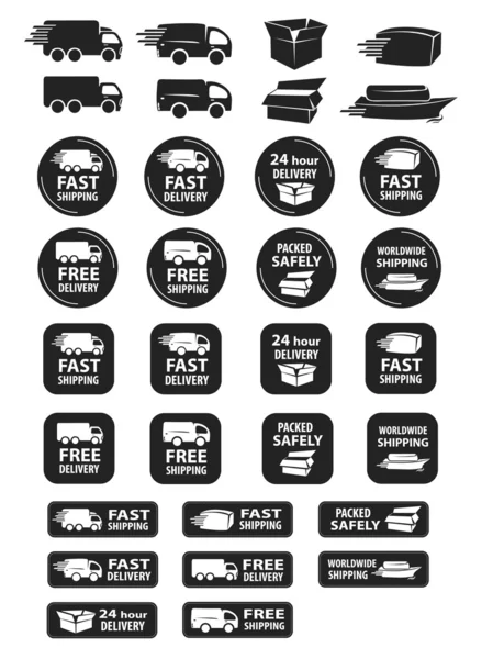 nakliye ve teslimat rozetleri büyük set