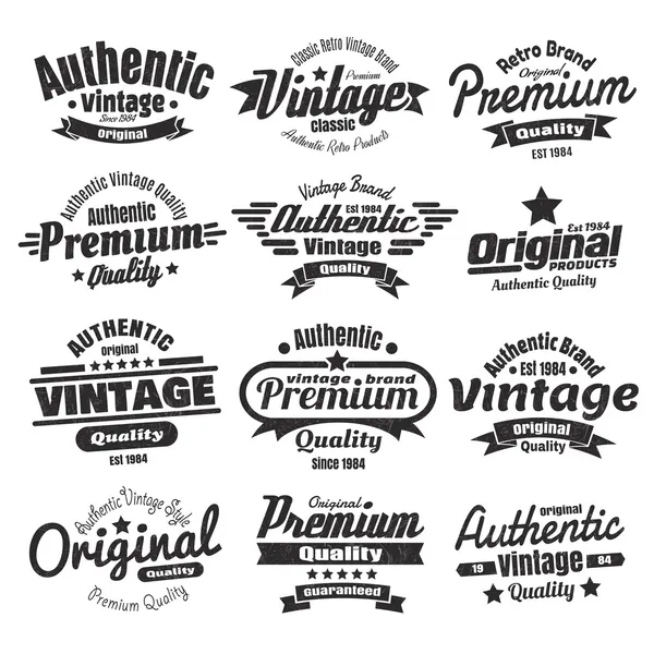 Twaalf vintage insignes of etiketten — Stockvector