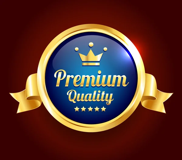 Golden Premium Quality Badge — Stock Vector