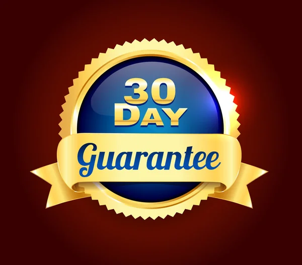 Golden 30 Day Quality Badge — Stock Vector