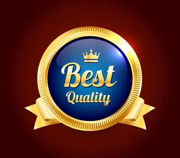 Golden Best Quality Badge — Stock Vector