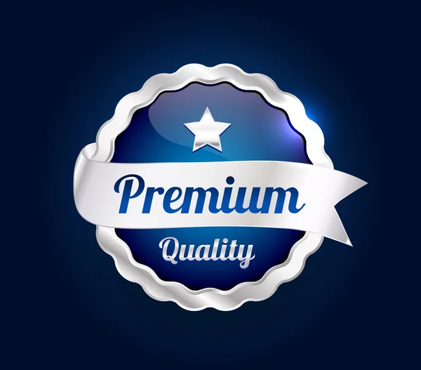 Silver Premium Quality Badge — Stock Vector