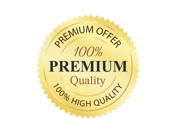 Golden Premium Quality Badge — Stock Vector