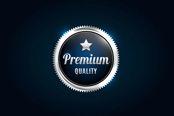 Silver Premium Quality Badge — Stock Vector