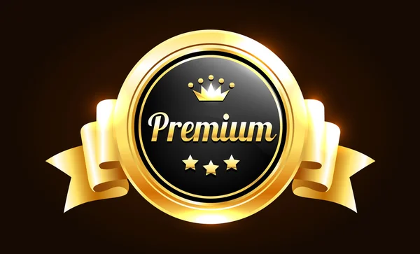 Golden Premium Quality Badge — Stock Vector