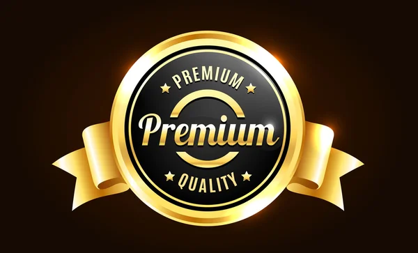 Golden Premium Quality Badge — Stock Vector