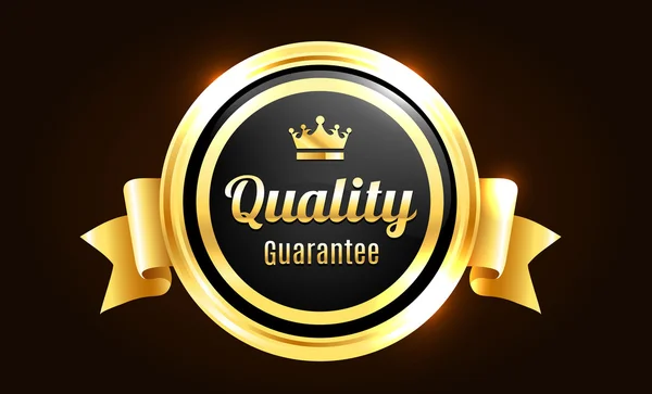 Golden Premium Quality Badge — Stock Vector