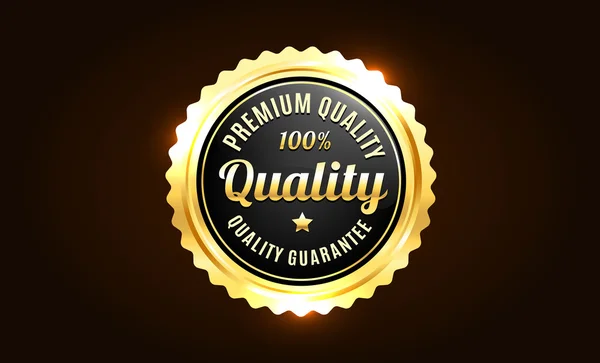 Golden Premium Quality Badge — Stock Vector