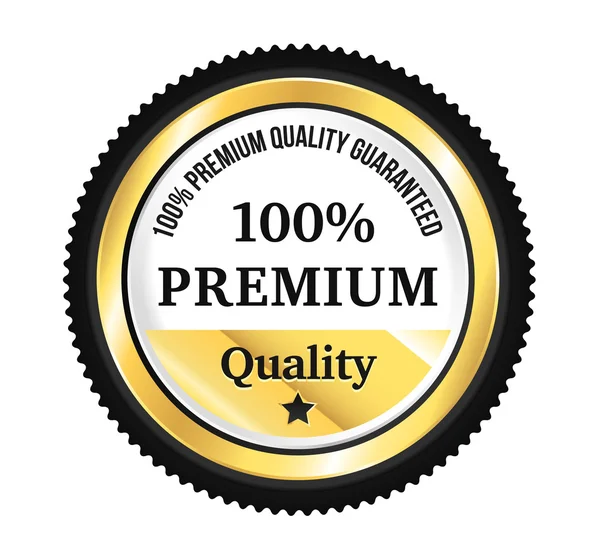 Golden Premium Quality Badge — Stock Vector