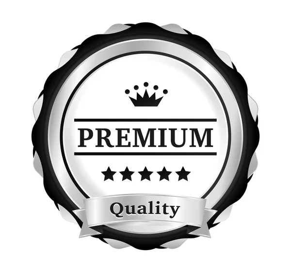 Silver Premium Quality Badge — Stock Vector