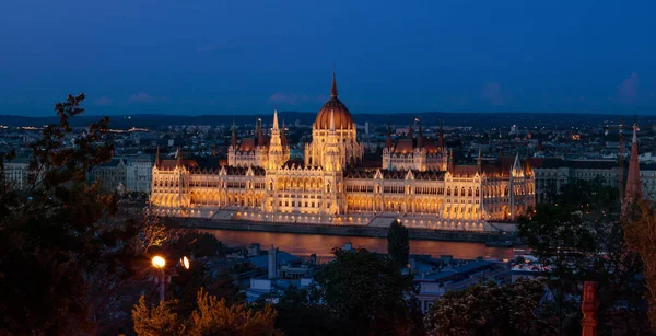 Parlament Budynku Nocy Budapest Węgry — Zdjęcie stockowe