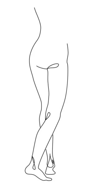 Sylwetki Dziewczyny Ludzkie Nogi Stopy Nowoczesnym Stylu Jednej Linii Ciągły — Zdjęcie stockowe