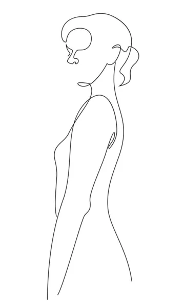 Silhouettes Girl Modern One Line Style Continuous Lady Line Drawing — Stock Photo, Image