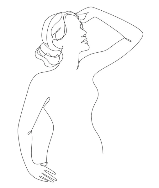 Silhouettes Girl Modern One Line Style Continuous Lady Line Drawing — Stock Photo, Image