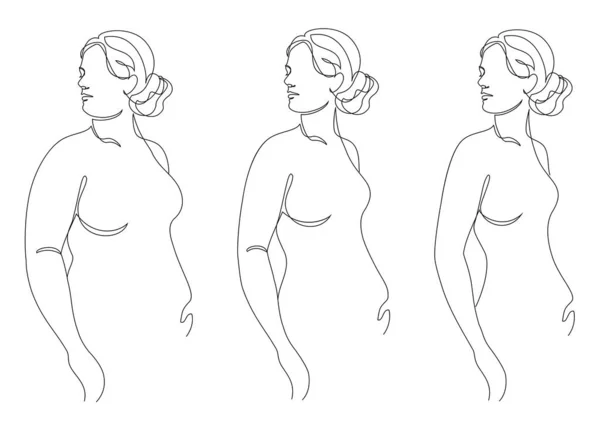 Коллекция Силуэт Фигуры Красивой Женщины Современном Стиле Сплошной Линии Девушка — стоковое фото