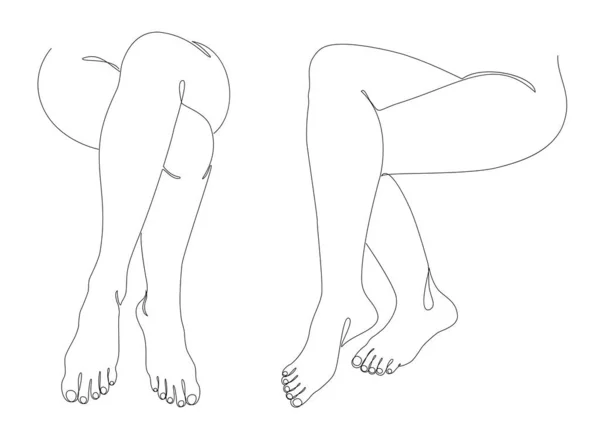 Collection Silhouettes Human Legs Feet Modern One Line Style Continuous — Stock Photo, Image