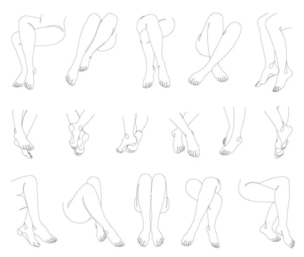 Sammlung Silhouetten Von Weiblichen Beinen Einem Modernen Einzeiler Stil Kontinuierliche — Stockfoto