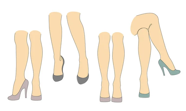 コレクション 女性の足のシルエット ハイヒールの女の子 女性の立位 ステッカー ロゴに適しています よく手入れされた足 美しい絹のような肌 ベクターイラストセット — ストック写真