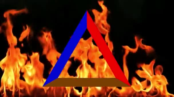 炎の背景に酸素 燃料で構成される火災三角形のグラフィックのアニメーションビデオ — ストック動画