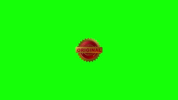 一个动画4K视频旋转黄金和红色金属印章与文字 Original Guaranteed 隔离在一个白色的背景 — 图库视频影像