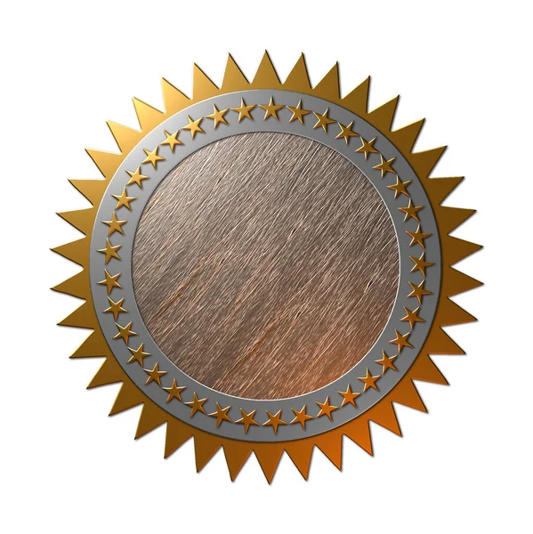 Znázornění Zlatého Kovového Těsnění Prstencem Zlatých Hvězd Kovovém Platinovém Kroužku — Stock fotografie