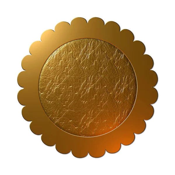 Uma Ilustração Renderizada Selo Metálico Dourado Com Padrão Fibra Dourada — Fotografia de Stock
