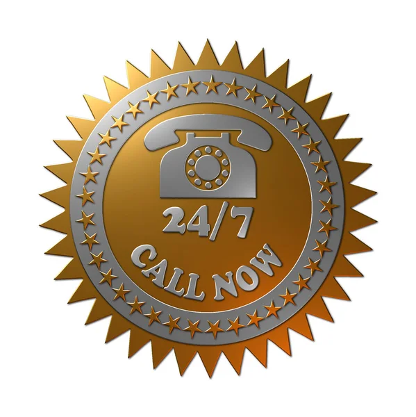 Rendered Illustration Platinum Gold Metallic Seal Platinum Dial Type Telephone — Stock Photo, Image