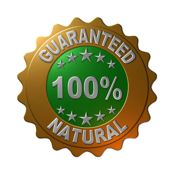 Guarantee 100 Natural 문구가 인장에 렌더링 배경에 — 스톡 사진