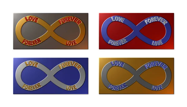 Set Illustrazione Segno Eternità Con Parole Love Forever Ritagliate Dai — Foto Stock