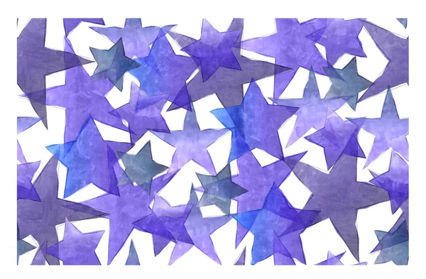 Flat Seamless Artistic Design Watercolor Star Pattern Includes Various Overlapping — Stock Photo, Image