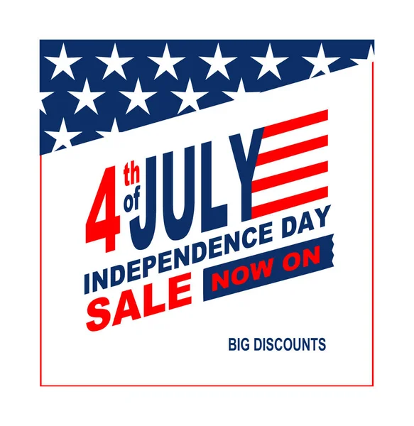 Düz bir illüstrasyon posteri 4 Temmuz 'da, Independence Day sal' ın reklamında mavi ve beyaz temalı büyük indirimler de Amerikan yıldızlarını ve çizgilerini yansıtıyor.