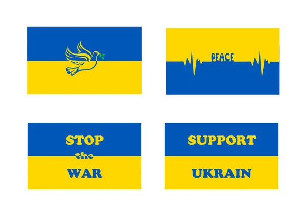 Набор Плоских Украинских Флагов Мотивами Мира Изолированных Белом Фоне — стоковое фото