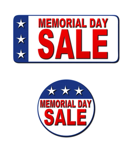 Set Rendered Illustrations Full Color Memorial Day Sale Stickers Isolated — Stock Photo, Image