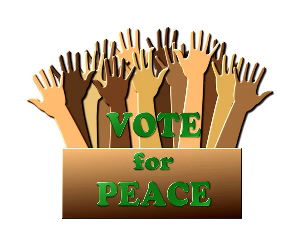 Rendered Illustration Variety Different Coloured Raised Hands Voting Peace Isolated — Foto Stock