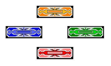 Beyaz bir arka planda izole edilmiş 4 renkli düz Afrikalı geleneksel Matabele modelleri (5 numara)..