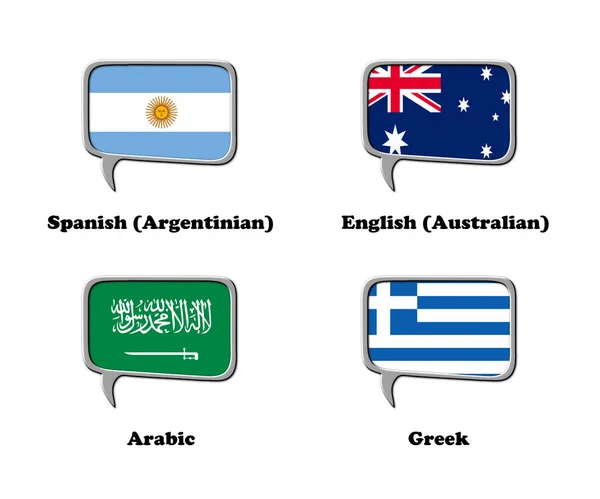 Rendered Illustration Consisting Square Speech Bubbles Country Flag Associated Language — Stock Photo, Image