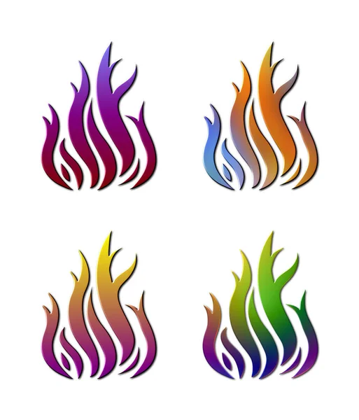 Set Number Rendered Illustrations Multi Coloured Flame Isolated White Background — Stock Photo, Image