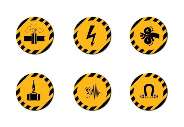 Set Number Rendered Illustrations Circular Black Yellow Chevrons Hazard Signs —  Fotos de Stock