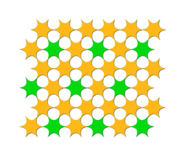 Rendered Seamless Pattern Consisting Pointed Shapes Yellow Green White Background — 图库照片