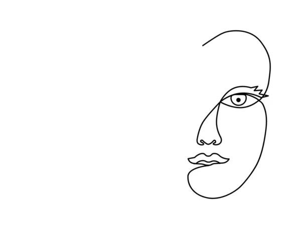 Line Drawing Female Face Front View Showing One Eye Nose — Stock Fotó