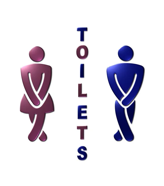 Rendered Illustration Male Female Toilet Sign Blue Pink Metallic Texture — Zdjęcie stockowe