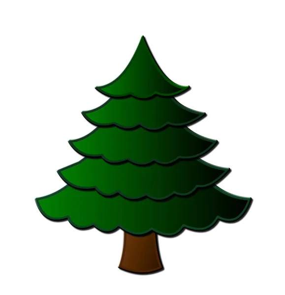 A 3D rendered illustration of a traditional Christmas tree, isolated on a white background.