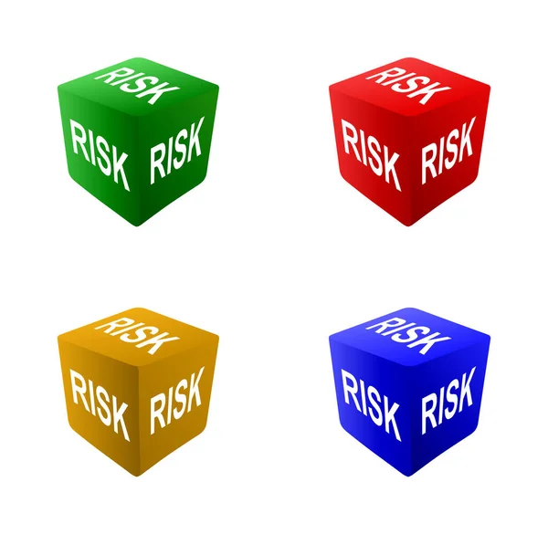A set of 4 - 3D illustrations of dice with the word 