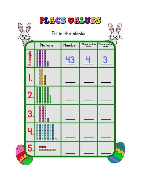 Place Value Worksheet Young Learners Used Preparing Them Early Years — Fotografia de Stock